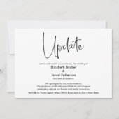 Elegant Simple Postponed Weddenschap Update Card Kaart (Voorkant)