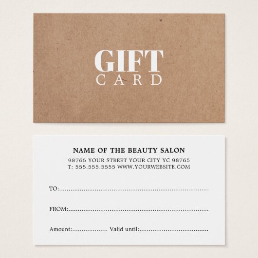 Elegant Simple Printed Kraft Beauty Visitekaartje (Voorkant /achterkant)