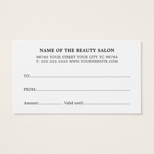 Elegant Simple Printed Kraft Beauty Visitekaartje (Achterkant)