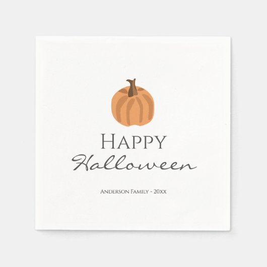 Elegant Simple Pumpkin Happy Halloween Servet (Voorkant)