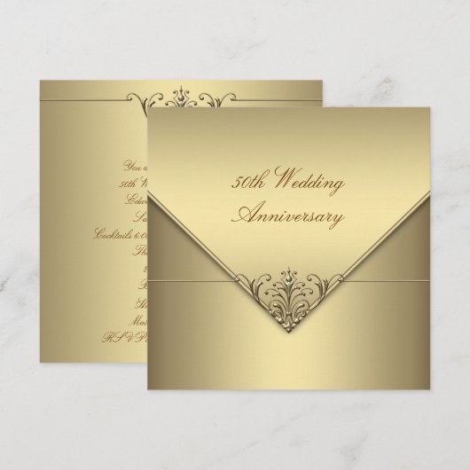 Elegant Simple Pure Gold 50th Wedding Jubileum Kaart (Voorkant / Achterkant)