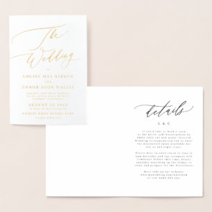 Elegant Simple Real Gold Details Weddenschap Folie Kaarten