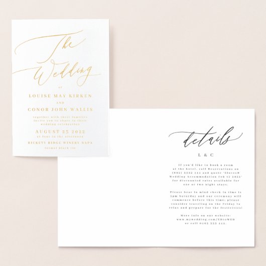 Elegant Simple Real Gold Details Weddenschap Folie Kaarten (Display)