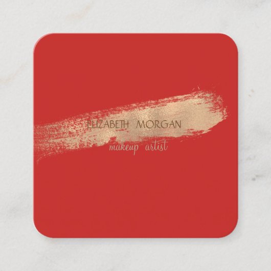 Elegant Simple Red, Folie Bruske Vierkante Visitekaartje (Voorkant)