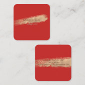 Elegant Simple Red, Folie Bruske Vierkante Visitekaartje (Voorkant / Achterkant)