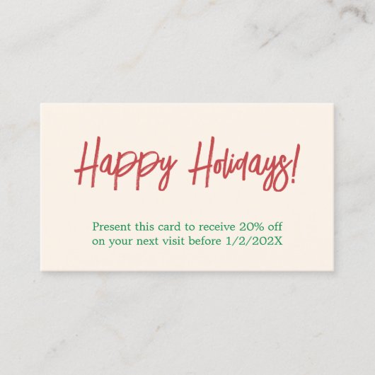 Elegant Simple Red Green Holiday Coupon (Voorkant)