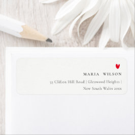 Elegant Simple Red Heart Script Address Etiket