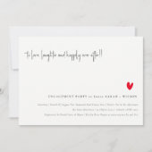 Elegant Simple Red Heart Script-Verloving Kaart (Voorkant)