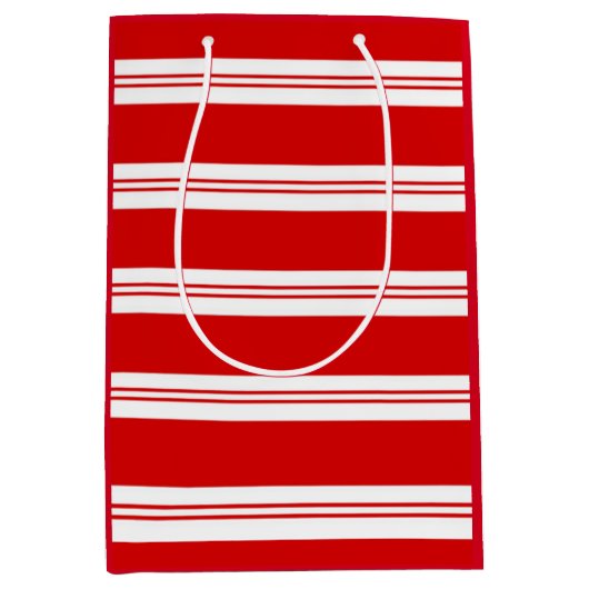 Elegant Simple Red Peppermint Candy Cane Stripes Medium Cadeauzakje (Voorkant)