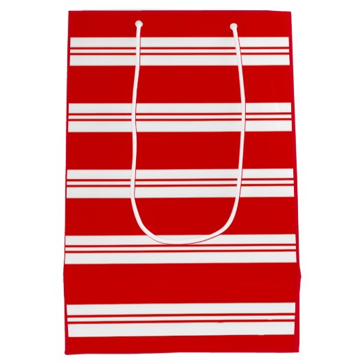 Elegant Simple Red Peppermint Candy Cane Stripes Medium Cadeauzakje (Achterkant)