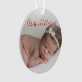 Elegant Simple Red Photo Baby's eerste Kerstmis Ornament (voorkant)