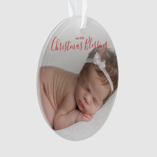 Elegant Simple Red Photo Baby's eerste Kerstmis Ornament (voorkant)