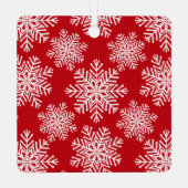 Elegant Simple Red White Snowflake Fotokerstmis Metalen Ornament (Achterkant)