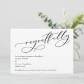 Elegant Simple "Regretully" Geannelde bruiloft Car Kaart (Staand voorkant)