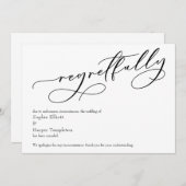 Elegant Simple "Regretully" Geannelde bruiloft Car Kaart (Voorkant / Achterkant)