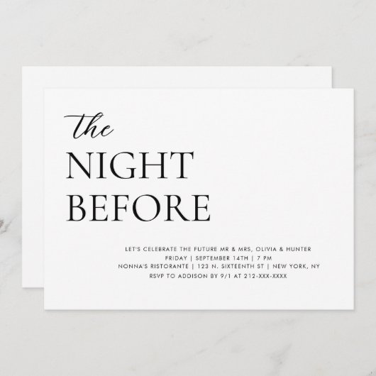 Elegant Simple Rehearings Dinner Invitation Kaart (Voorkant / Achterkant)