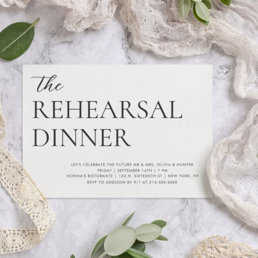 Elegant Simple Rehearings Dinner Kaart