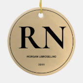 Elegant Simple RN Nurse Keramisch Ornament (Achterkant)
