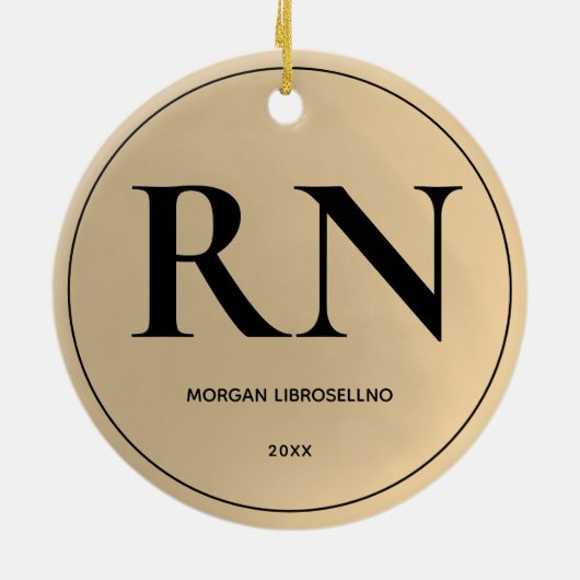 Elegant Simple RN Nurse Keramisch Ornament (Achterkant)