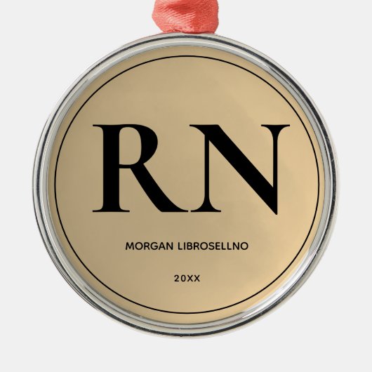 Elegant Simple RN Nurse Metalen Ornament (Voorkant)