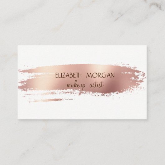 Elegant Simple Roos Gold Foil Bruske Stroke, White Visitekaartje (Voorkant)