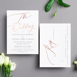 Elegant Simple Roos Gold met Rsvp op rughuwelijk Kaart