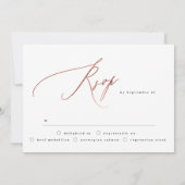 Elegant Simple Roos Gold met Rsvp op rughuwelijk Kaart (Achterkant)