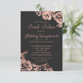 Elegant Simple Roos Gold Pink Floral Sweet 16 Kaart (Staand voorkant)