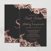 Elegant Simple Roos Gold Pink Floral Sweet 16 Kaart (Voorkant / Achterkant)