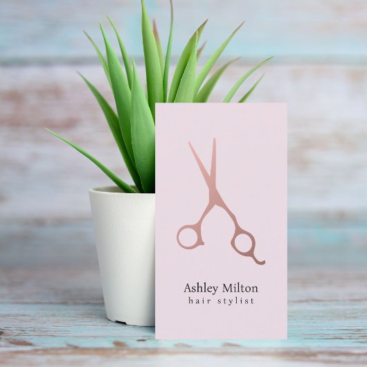 Elegant Simple Roos Gold Scissors Hair Stylist Visitekaartje