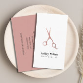 Elegant Simple Roos Gold Scissors Hair Stylist Visitekaartje