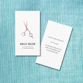 Elegant Simple Roos Gold Scissors Hair Stylist Visitekaartje