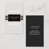 Elegant Simple Roos Gold Stripes Black Plaque Visitekaartje (Voorkant / Achterkant)