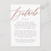 Elegant Simple Roos Gold Wedding Details Kaart (Voorkant)