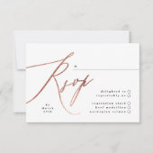 Elegant Simple Roos Gold Wedding RSVP-Kaart RSVP Kaartje (Voorkant)
