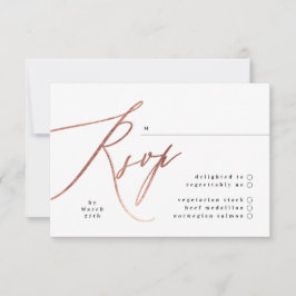 Elegant Simple Roos Gold Wedding RSVP-Kaart RSVP Kaartje