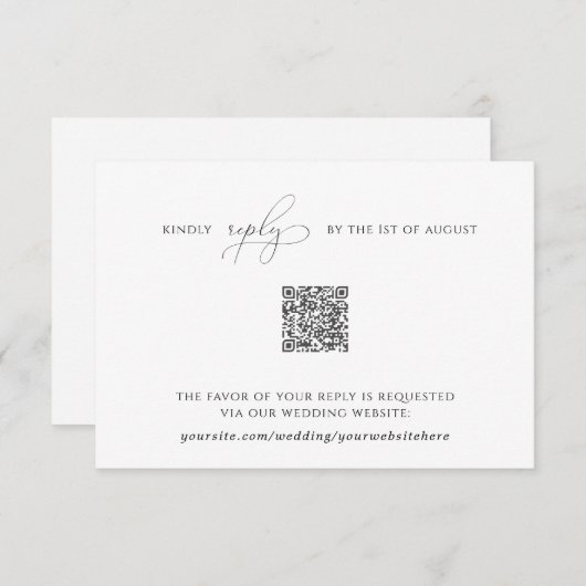 Elegant Simple Rsvp-kaart met QR-code Informatiekaartje (Voorkant / Achterkant)