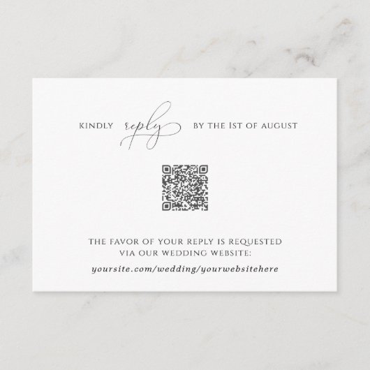 Elegant Simple Rsvp-kaart met QR-code Informatiekaartje (Voorkant)