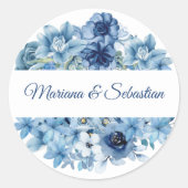 Elegant Simple Rustic Blue Wedding and Invitation Ronde Sticker (Voorkant)