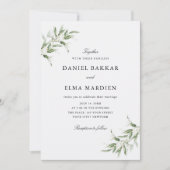 Elegant Simple Rustic Botanical Greenery Wedding Kaart (Voorkant)