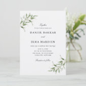Elegant Simple Rustic Botanical Greenery Wedding Kaart (Staand voorkant)