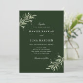 Elegant Simple Rustic Botanical Greenery Wedding Kaart (Staand voorkant)