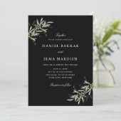 Elegant Simple Rustic Botanical Greenery Wedding Kaart (Staand voorkant)