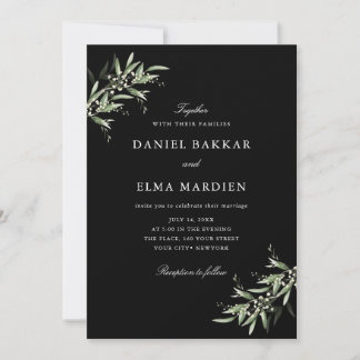 Elegant Simple Rustic Botanical Greenery Wedding Kaart