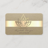 Elegant Simple, Rustic, Kraft Stripe, Gold Lotus Visitekaartje (Voorkant)