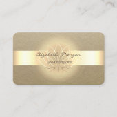 Elegant Simple, Rustic, Kraft Stripe, Gold Lotus Visitekaartje (Voorkant)