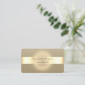 Elegant Simple, Rustic, Kraft Stripe, Gold Lotus Visitekaartje (Staand voorkant)