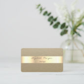 Elegant Simple, Rustic, Kraft Stripe Visitekaartje (Staand voorkant)