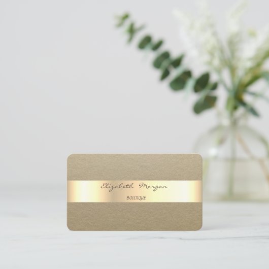 Elegant Simple, Rustic, Kraft Stripe Visitekaartje (Staand voorkant)