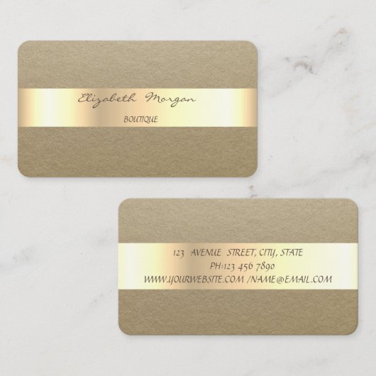 Elegant Simple, Rustic, Kraft Stripe Visitekaartje (Voorkant / Achterkant)